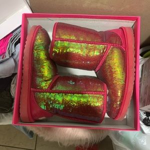Pink sequin ugg boots Size 8